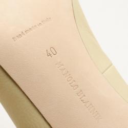 Pre Owned Manolo Blahnik Beige Leather Pumps Size 40