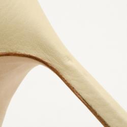 Pre Owned Manolo Blahnik Beige Leather Pumps Size 40