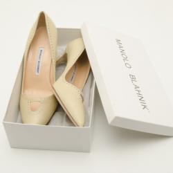 Pre Owned Manolo Blahnik Beige Leather Pumps Size 40