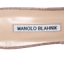 Manolo Blahnik Red Glitter Fabric Hangisi Mules Size 39.5