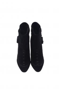 Pre Owned Manolo Blahnik Black Suede Indbo Ankle Boots Size 39.5
