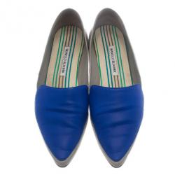 مملوكة مسبقًا Manolo Blahnik Two Tone Leather Tintoretta Flats Size 39.5