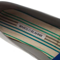 مملوكة مسبقًا Manolo Blahnik Two Tone Leather Tintoretta Flats Size 39.5