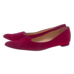 Pre Owned Manolo Blahnik Pink Suede Yak Smoking Slippers Size 39.5