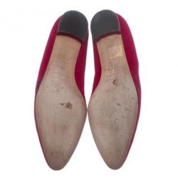 Pre Owned Manolo Blahnik Pink Suede Yak Smoking Slippers Size 39.5