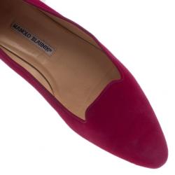 Pre Owned Manolo Blahnik Pink Suede Yak Smoking Slippers Size 39.5