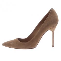 مملوكة مسبقًا Manolo Blahnik Beige Suede BB Pointed Toe Pumps Size 36