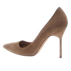 مملوكة مسبقًا Manolo Blahnik Beige Suede BB Pointed Toe Pumps Size 36