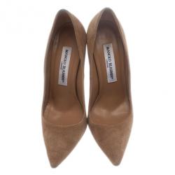 مملوكة مسبقًا Manolo Blahnik Beige Suede BB Pointed Toe Pumps Size 36
