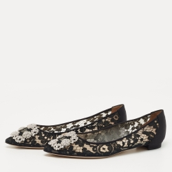 Manolo Blahnik Black Satin and Satin Hangisi Ballet Flats Size 37