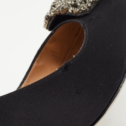 Manolo Blahnik Black Satin Hangisi Pumps Size 41