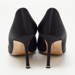 Manolo Blahnik Black Satin Hangisi Pumps Size 41