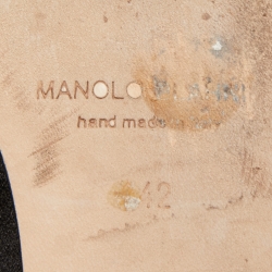 Pre Owned Manolo Blahnik Black Satin Hangisi Ballet Flats Size 42