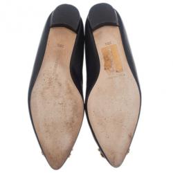 مملوكة مسبقًا حذاء باليه فلات هانغيسي جلد أسود مقاس 39.5