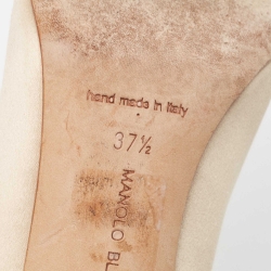 Pre Owned Manolo Blahnik Beige Satin Hangisi Pumps Size 37.5