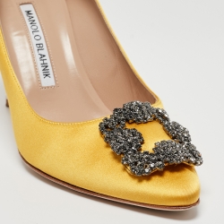 Manolo Blahnik Yellow Satin Hangisi Pumps Size 38