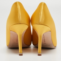 Manolo Blahnik Yellow Satin Hangisi Pumps Size 38