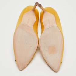 Manolo Blahnik Yellow Satin Hangisi Pumps Size 38