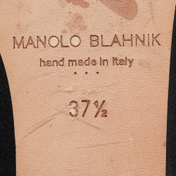 Pre Owned Manolo Blahnik Black Satin Hangisi Ballet Flats Size 37.5