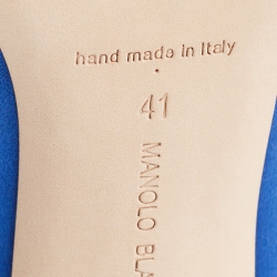 Pre Owned Manolo Blahnik Blue Satin Hangisi Pumps Size 41