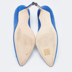 Pre Owned Manolo Blahnik Blue Satin Hangisi Pumps Size 41