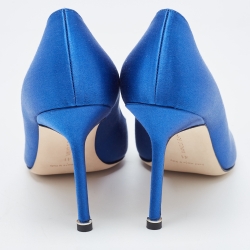 Pre Owned Manolo Blahnik Blue Satin Hangisi Pumps Size 41