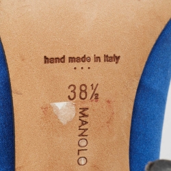 Pre Owned Manolo Blahnik Blue Satin Hangisi Pumps Size 38.5