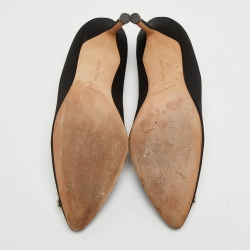 Pre Owned Manolo Blahnik Black Satin Hangisi Pumps Size 38.5
