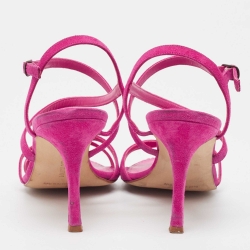 Manolo Blahnik Purple Suede Bayan Ankle Wrap Sandals Size 37