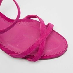 Manolo Blahnik Purple Suede Bayan Ankle Wrap Sandals Size 37