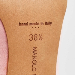 Pre Owned Manolo Blahnik Pink Satin Hangisi Pumps Size 38.5