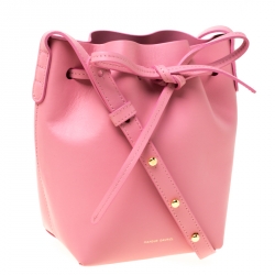 Pre Owned Mansur Gavriel Pink Leather Mini Drawstring Bag