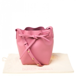 Pre Owned Mansur Gavriel Pink Leather Mini Drawstring Bag