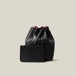 Mansur Gavriel Black Leather Bucket Bag One Size