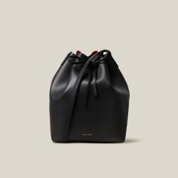 Mansur Gavriel Black Leather Bucket Bag One Size