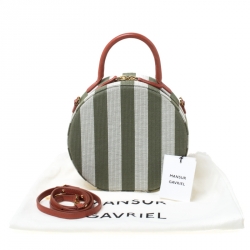 Pre Owned Mansur Gavriel Green/Off white Striped Circle Crossbody Bag