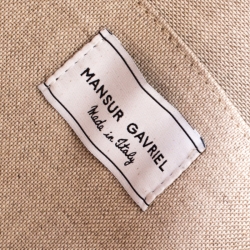 Pre Owned Mansur Gavriel Green/Off white Striped Circle Crossbody Bag