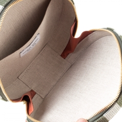 Pre Owned Mansur Gavriel Green/Off white Striped Circle Crossbody Bag