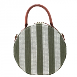 Pre Owned Mansur Gavriel Green/Off white Striped Circle Crossbody Bag
