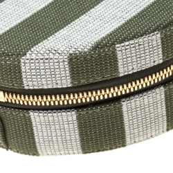 Pre Owned Mansur Gavriel Green/Off white Striped Circle Crossbody Bag