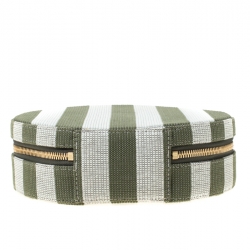 Pre Owned Mansur Gavriel Green/Off white Striped Circle Crossbody Bag