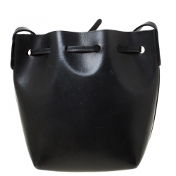 Pre Owned Mansur Gavriel Black Leather Mini Bucket Bag