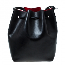 Pre Owned Mansur Gavriel Black Leather Bucket Bag 