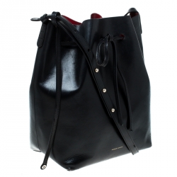Pre Owned Mansur Gavriel Black Leather Bucket Bag 