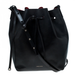 Pre Owned Mansur Gavriel Black Leather Bucket Bag 