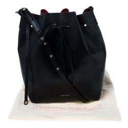 Pre Owned Mansur Gavriel Black Leather Bucket Bag 