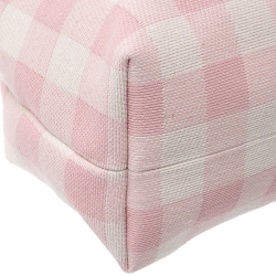 Mansur Gavriel Pink/White Checkered Canvas Elegant Frame Bag