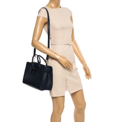 Pre Owned Mansur Gavriel Navy Blue Leather Sun Tote