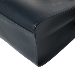 Pre Owned Mansur Gavriel Navy Blue Leather Sun Tote