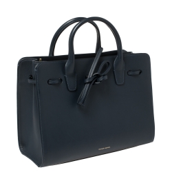 Pre Owned Mansur Gavriel Navy Blue Leather Sun Tote